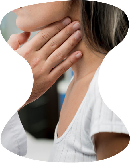 A doctor examines a patient for signs of hypothyroidism.